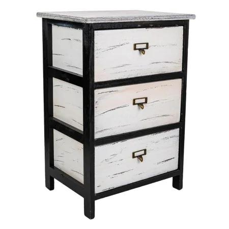 Cassettiera Alexandra House Living Bianco Nero Legno di paulownia 29 x 58 x 40 cm di Alexandra House Living, Comò e cassettie...