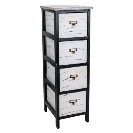 Cassettiera Alexandra House Living Bianco Nero Legno di paulownia 32 x 81 x 26 cm di Alexandra House Living, Comò e cassettie...