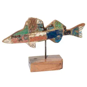 Decorative Figure Calypso Fish 51 x 11 x 28 cm Teak Multicolour by BigBuy Home, Ornaments - Ref: S8700101, Price: 34,53 €, Di...