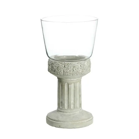 Portavelas 17,5 x 17,5 x 33,5 cm Cristal Gris Cemento de BigBuy Home, Candelabros y portavelas - Ref: S8800038, Precio: 21,72...