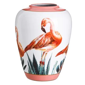 Vase Ceramic Coral White Pink flamingo 36 x 36 x 48 cm by BigBuy Home, Vases - Ref: S8800226, Price: 92,12 €, Discount: %