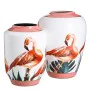 Vase Ceramic Coral White Pink flamingo 36 x 36 x 48 cm by BigBuy Home, Vases - Ref: S8800226, Price: 92,12 €, Discount: %