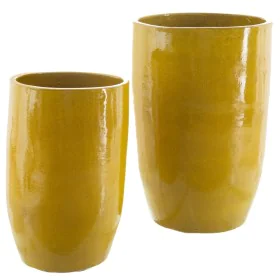 Vaso 52 x 52 x 80 cm Cerâmica Amarelo (2 Unidades) de BigBuy Home, Jarrões - Ref: S8800339, Preço: 378,15 €, Desconto: %