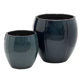 Set of Planters Ceramic Blue 55 x 55 x 55 cm (2 Units) by BigBuy Garden, Cachepots - Ref: S8800522, Price: 171,71 €, Discount: %