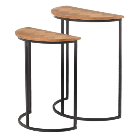 Side table Brown Black Metal Iron MDF Wood 62,5 x 62,5 x 73 cm 62,5 x 31 x 73 cm (2 Units) by BigBuy Home, Tables - Ref: S880...