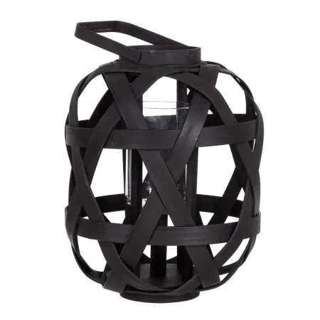 Farol 29 x 29 x 37 cm Portavelas Negro Bambú de BigBuy Home, Candelabros y portavelas - Ref: S8800870, Precio: 37,89 €, Descu...