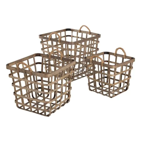 Set of Baskets 42 x 42 x 37 cm Natural Bamboo (3 Pieces) by BigBuy Home, Storage baskets - Ref: S8800880, Price: 87,53 €, Dis...