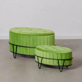 Pouffe 80 x 80 x 46 cm Synthetic Fabric Metal Green by BigBuy Home, Footstools - Ref: S8800920, Price: 213,06 €, Discount: %