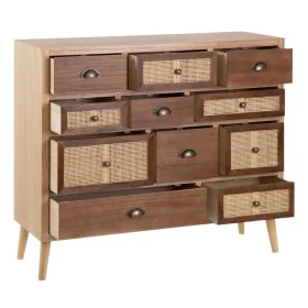 Konsolentisch mit Schubladen SASHA 106 x 33 x 90 cm natürlich Holz Creme Rattan von BigBuy Home, Komplettprogramme - Ref: S88...