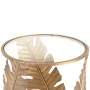 Mesa de apoio Folhas 35 x 35 x 50 cm Cristal Dourado Metal de BigBuy Home, Jogos de móveis - Ref: S8801031, Preço: 76,82 €, D...