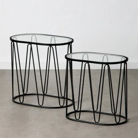 Side table 56 x 35,5 x 56 cm Crystal Black Metal (2 Units) by BigBuy Home, Tables - Ref: S8801071, Price: 136,58 €, Discount: %