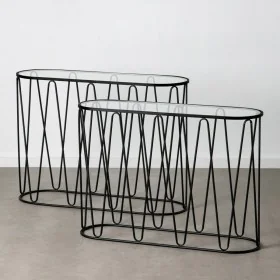 Recibidor 107 x 35,5 x 79 cm Cristal Negro Metal (2 Unidades) de BigBuy Home, Mesas - Ref: S8801072, Precio: 297,10 €, Descue...