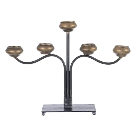 Pot à Bougie 41 x 12 x 30,5 cm Noir Doré Métal de BigBuy Home, Bougeoirs et chandeliers - Réf : S8801091, Prix : 29,35 €, Rem...