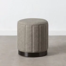 Pouf Gris Cuir synthétoqie 38 x 38 x 42 cm DMF de BigBuy Home, Poufs - Réf : S8801194, Prix : 55,61 €, Remise : %