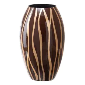 Vaso 21,5 x 21,5 x 36 cm Zebra Cerâmica Dourado Castanho de BigBuy Home, Jarrões - Ref: S8801274, Preço: 40,63 €, Desconto: %