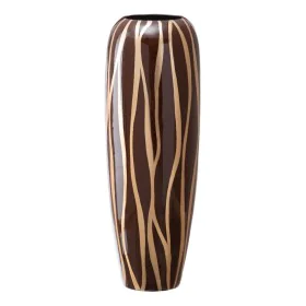 Vaso 21 x 21 x 58,5 cm Zebra Cerâmica Dourado Castanho de BigBuy Home, Jarrões - Ref: S8801276, Preço: 51,05 €, Desconto: %