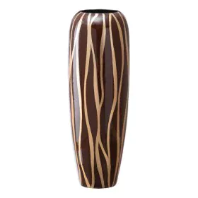 Vaso 21 x 21 x 58,5 cm Zebra Cerâmica Dourado Castanho de BigBuy Home, Jarrões - Ref: S8801276, Preço: 31,65 €, Desconto: %