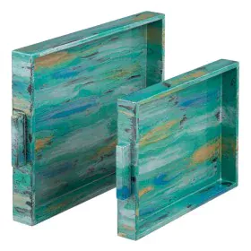 Tray 45 x 33 x 4,5 cm Blue DMF (2 Units) by BigBuy Home, Plates and dishes - Ref: S8801308, Price: 43,68 €, Discount: %