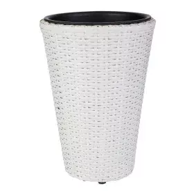 Planter Alexandra House Living White Iron Rattan Plastic 28 x 40 x 28 cm by Alexandra House Living, Cachepots - Ref: D1631038...