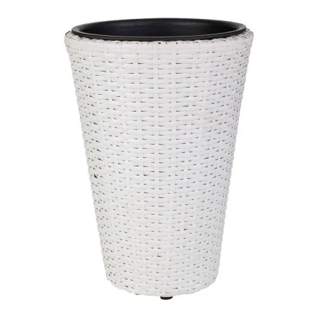 Vaso Alexandra House Living Bianco Ferro Rattan Plastica 28 x 40 x 28 cm di Alexandra House Living, Cachepot - Rif: D1631038,...