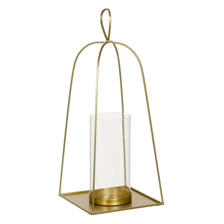 Bougeoir Verre Doré Métal 23 x 23 x 56 cm de BigBuy Home, Bougeoirs et chandeliers - Réf : S8801313, Prix : 34,85 €, Remise : %