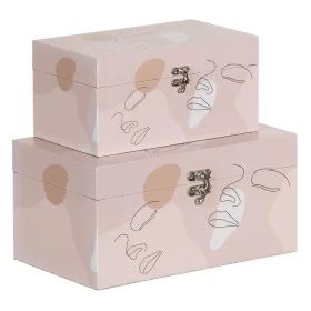 Caja Decorativa Rosa PVC Lona Papel DMF 30 x 18 x 15 cm (2 Piezas) de BigBuy Home, Cajas - Ref: S8801320, Precio: 23,43 €, De...