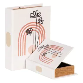 Caja Decorativa Flores Lona 24 x 18 x 6 cm DMF (2 Piezas) de BigBuy Home, Cajas - Ref: S8801338, Precio: 13,90 €, Descuento: %