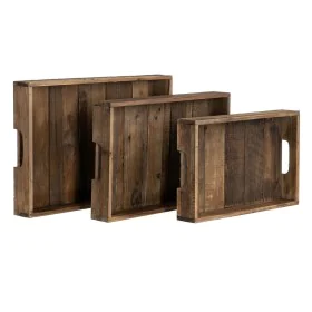 Plateau apéritif 48 x 32 x 6 cm Naturel Bois d'épicéa 3 Pièces de BigBuy Home, Plats et plateaux - Réf : S8801386, Prix : 44,...