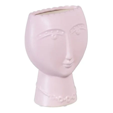 Planter 15 x 8,5 x 19 cm Face Ceramic Light mauve by BigBuy Garden, Cachepots - Ref: S8801397, Price: 14,22 €, Discount: %