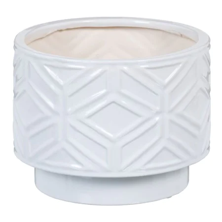 Cache-pot 21,5 x 21,5 x 16,5 cm Céramique Blanc de BigBuy Garden, Cache-pots - Réf : S8801407, Prix : 24,85 €, Remise : %