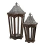 Lanterna 32 x 28 x 60 cm Castiçais Castanho Prata Madeira de abeto (2 Unidades) de BigBuy Home, Candelabros e suportes para v...