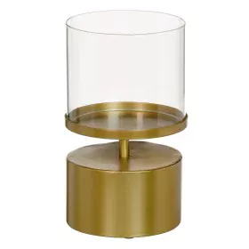 Bougeoir 15,5 x 15,5 x 25 cm Verre Doré Métal de BigBuy Home, Bougeoirs et chandeliers - Réf : S8801553, Prix : 26,37 €, Remi...