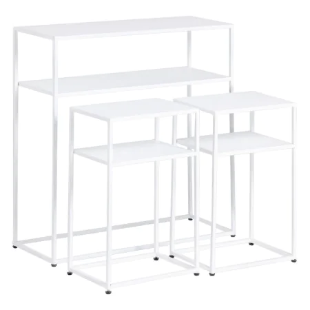 Hall SQUARE Metal White 80 x 30 x 80 cm (3 Pieces) by BigBuy Home, Tables - Ref: S8801605, Price: 213,06 €, Discount: %