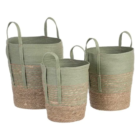 Juego de Cestos 42 x 42 x 48 cm Menta Fibra natural (3 Piezas) de BigBuy Home, Cestos de almacenaje - Ref: S8801699, Precio: ...