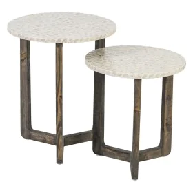 Mesa de apoio Bege Castanho Madrepérola 40 x 40 x 45 cm Madeira MDF de BigBuy Home, Jogos de móveis - Ref: S8801734, Preço: 7...