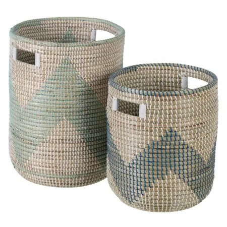 Juego de Cestos 38 x 38 x 50 cm Natural Gris Fibra natural (2 Piezas) de BigBuy Home, Cestos de almacenaje - Ref: S8801749, P...