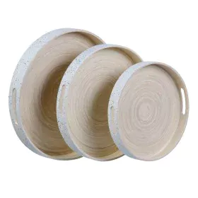 Snack tray Natural 40 x 40 x 5 cm White Bamboo 3 Pieces by BigBuy Home, Plates and dishes - Ref: S8801761, Price: 35,47 €, Di...