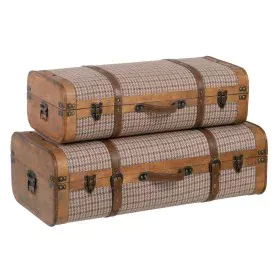 Conjunto de Baús 80 x 41,5 x 25 cm Tecido Sintético Madeira Quadros (2 Peças) de BigBuy Home, Caixas e baús de arrumação - Re...