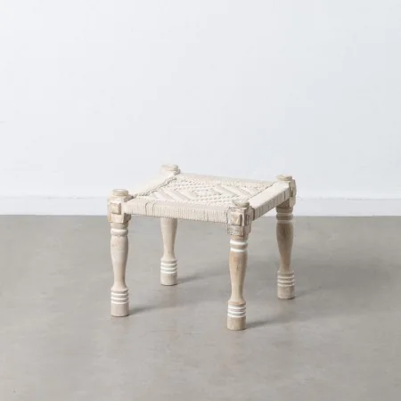 Bench 46 x 46 x 40 cm Wood Rope White by BigBuy Home, Chairs - Ref: S8802137, Price: 96,70 €, Discount: %