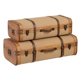 Lot de paniers 80 x 41,5 x 25 cm Tissu Synthétique Bois (2 Pièces) de BigBuy Home, Boîtes et coffres de rangement - Réf : S88...