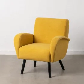 Sillón 72 x 71 x 81 cm Tejido Sintético Madera Amarillo de BigBuy Home, Sillas - Ref: S8802228, Precio: 229,46 €, Descuento: %