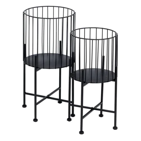 Set de pots de fleurs 28 x 28 x 51 cm Noir Métal (2 Unités) de BigBuy Garden, Cache-pots - Réf : S8802420, Prix : 60,10 €, Re...