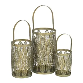 Lanterna Castiçais Dourado Metal 13 x 13 x 23 cm (3 Unidades) de BigBuy Home, Candelabros e suportes para velas - Ref: S88024...