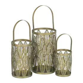 Lantern Candleholder Golden Metal 13 x 13 x 23 cm (3 Units) by BigBuy Home, Candelabras and candle holders - Ref: S8802421, P...