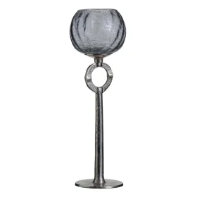 Candleholder Crystal Grey Metal 13 x 13 x 38 cm Silver by BigBuy Home, Candelabras and candle holders - Ref: S8802530, Price:...