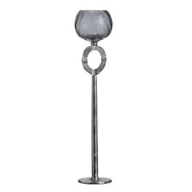 Candleholder 13 x 13 x 56 cm Crystal Grey Metal Silver by BigBuy Home, Candelabras and candle holders - Ref: S8802531, Price:...