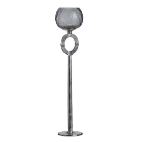 Bougeoir 13 x 13 x 56 cm Verre Gris Métal Argent de BigBuy Home, Bougeoirs et chandeliers - Réf : S8802531, Prix : 33,71 €, R...