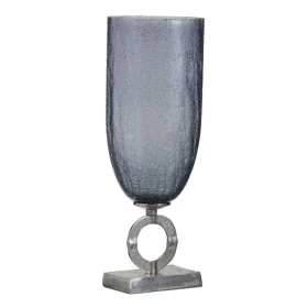 Vase 17 x 17 x 47 cm Crystal Grey Metal Silver by BigBuy Home, Vases - Ref: S8802532, Price: 56,64 €, Discount: %