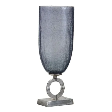 Vase 17 x 17 x 47 cm Verre Gris Métal Argent de BigBuy Home, Vases - Réf : S8802532, Prix : 56,64 €, Remise : %