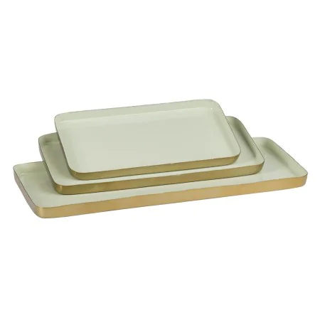 Snack tray 47 x 20,5 x 2 cm Golden Green Iron 3 Pieces by BigBuy Home, Plates and dishes - Ref: S8802536, Price: 65,35 €, Dis...